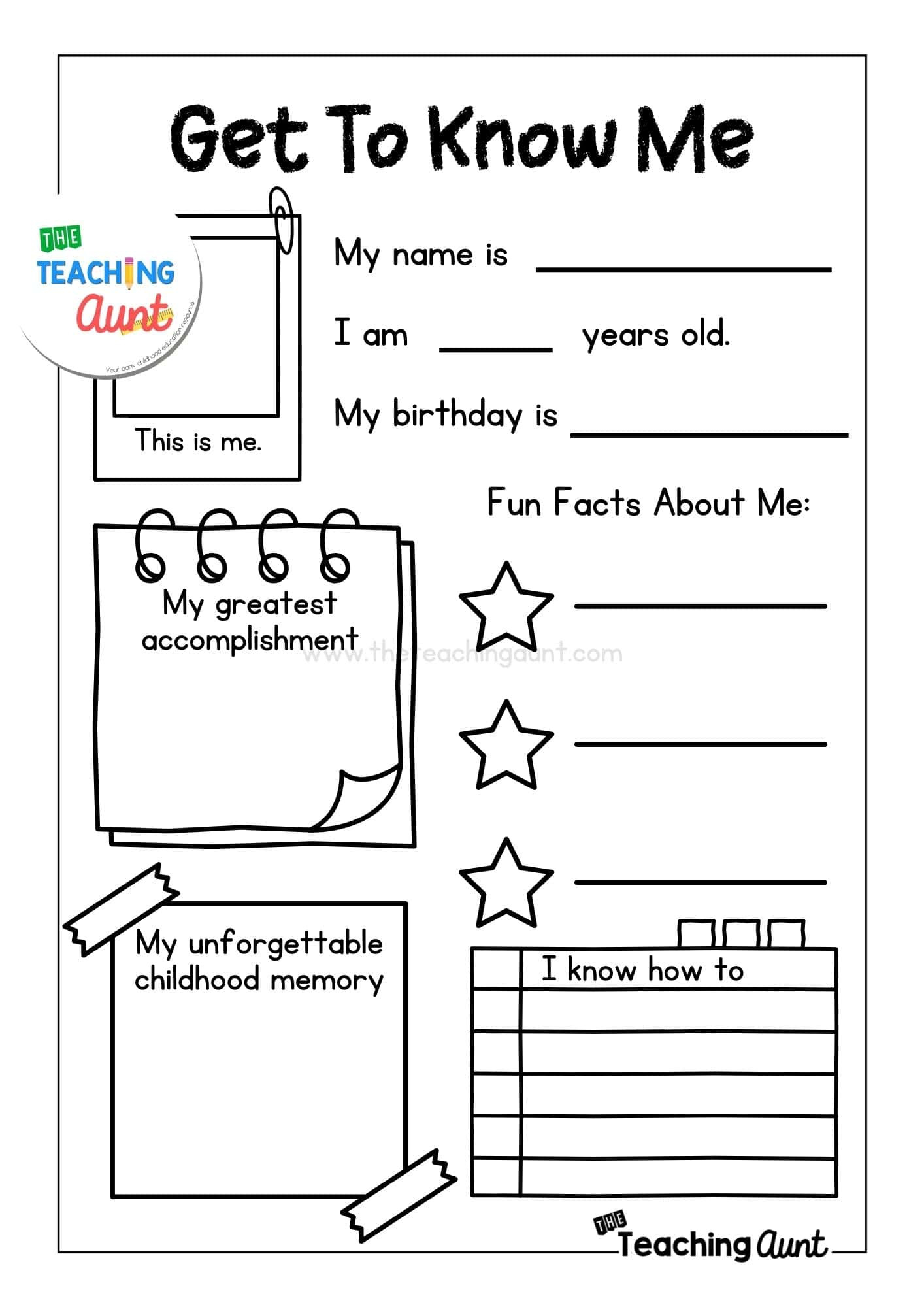 All About Me Worksheets Free Printable - The Teaching Aunt with regard to All About Me Free Printable