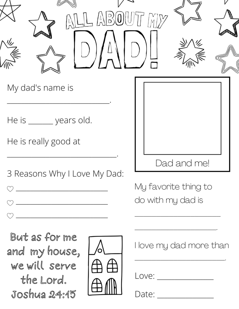 All About My Dad (Papa, Grandpa) Free Printable - Out Upon The Waters pertaining to All About Papa Free Printable