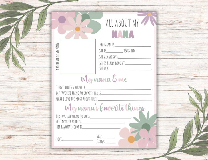 All About My Nana Free Printable All About My Nana Free Printable