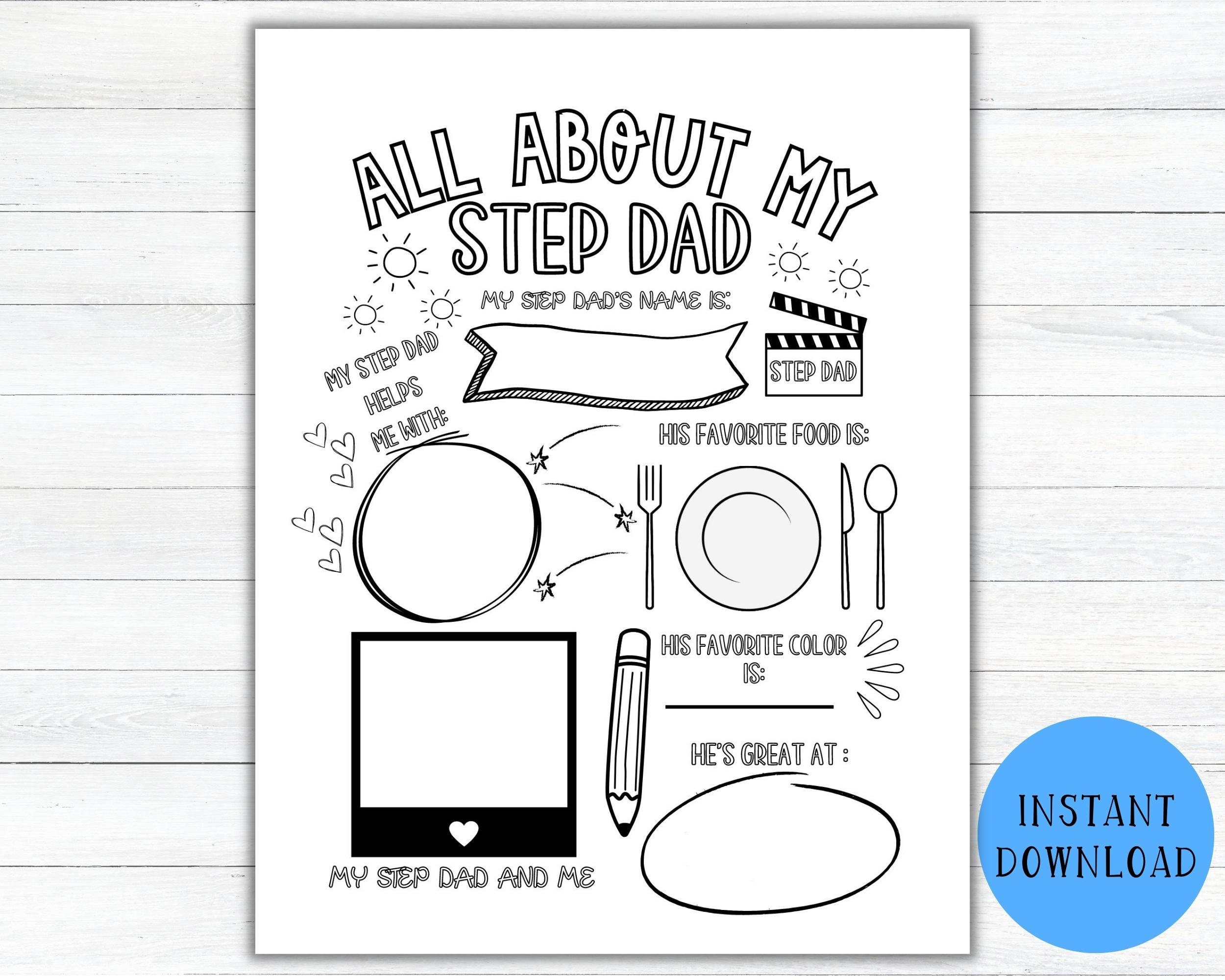 All About My Step Dad Printable Fill In The Blank | Father&amp;#039;S Day within Free Printable Step Fathers Day Cards