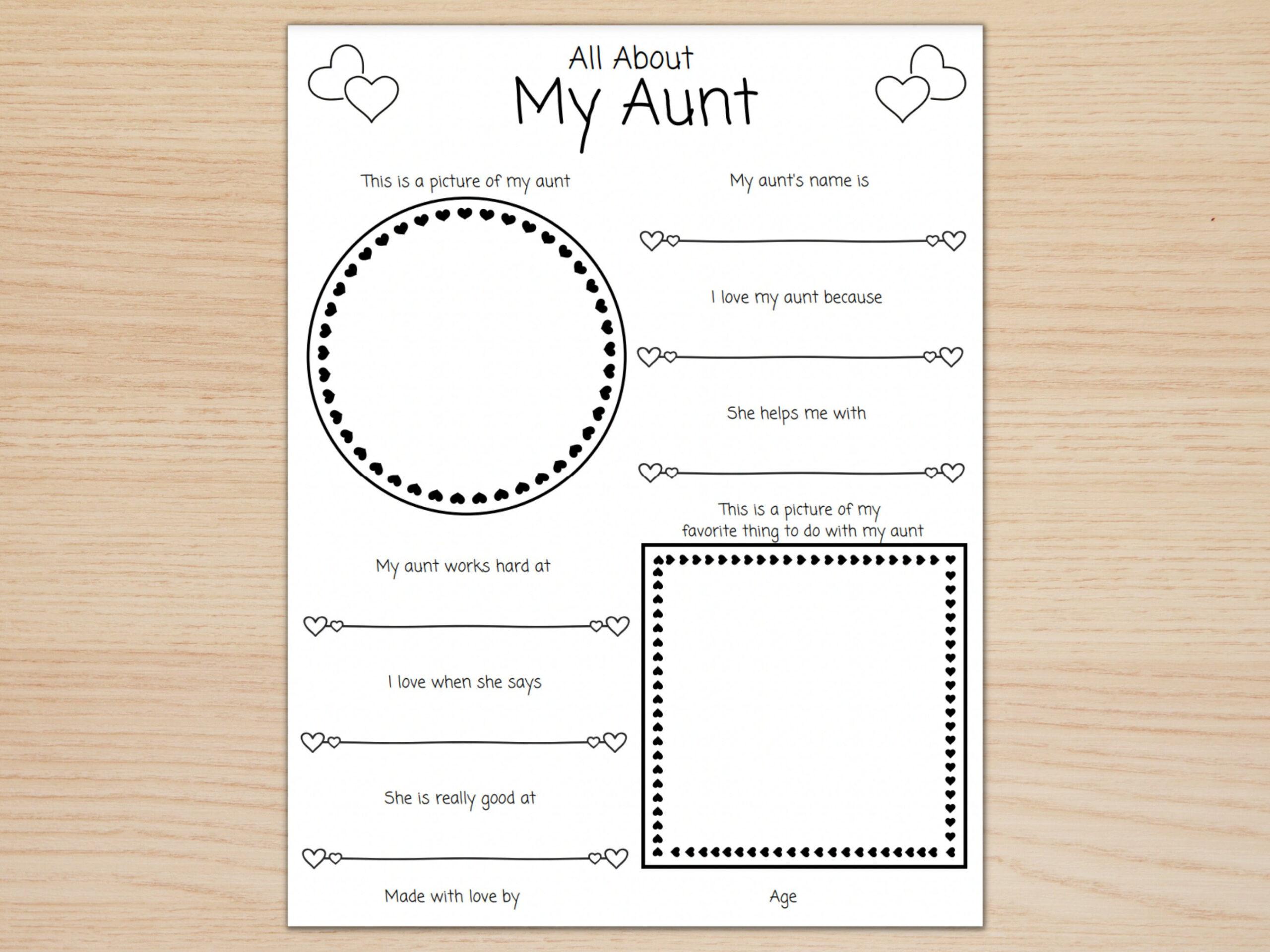 Alles Über Meine Tante Printable, Tante Fragebogen, Muttertag with regard to All About My Aunt Free Printable