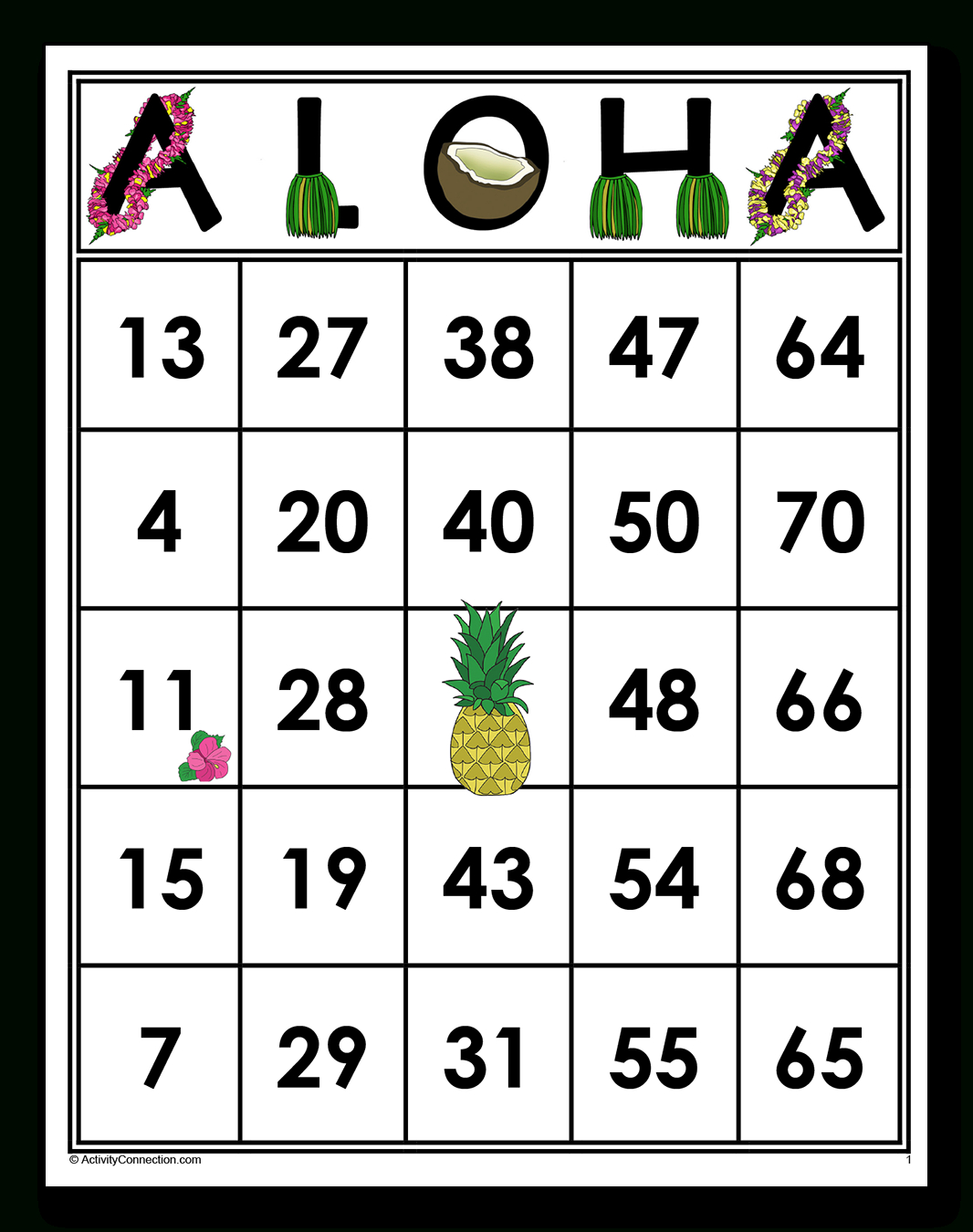 Aloha Bingo Cards (Printable) - Activity Connection with Free Printable Hawaiian Bingo Cards
