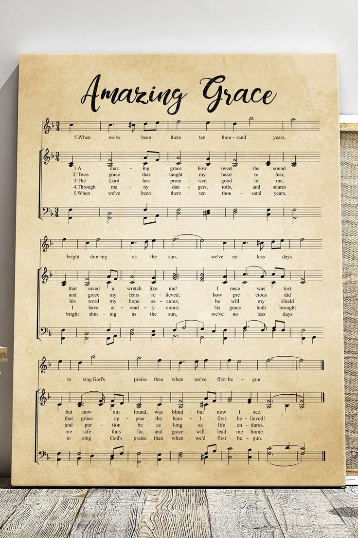 Amazing Grace Print, Amazing Grace Music Sheets Printable Vintage in Free Printable Christian Music Lyrics