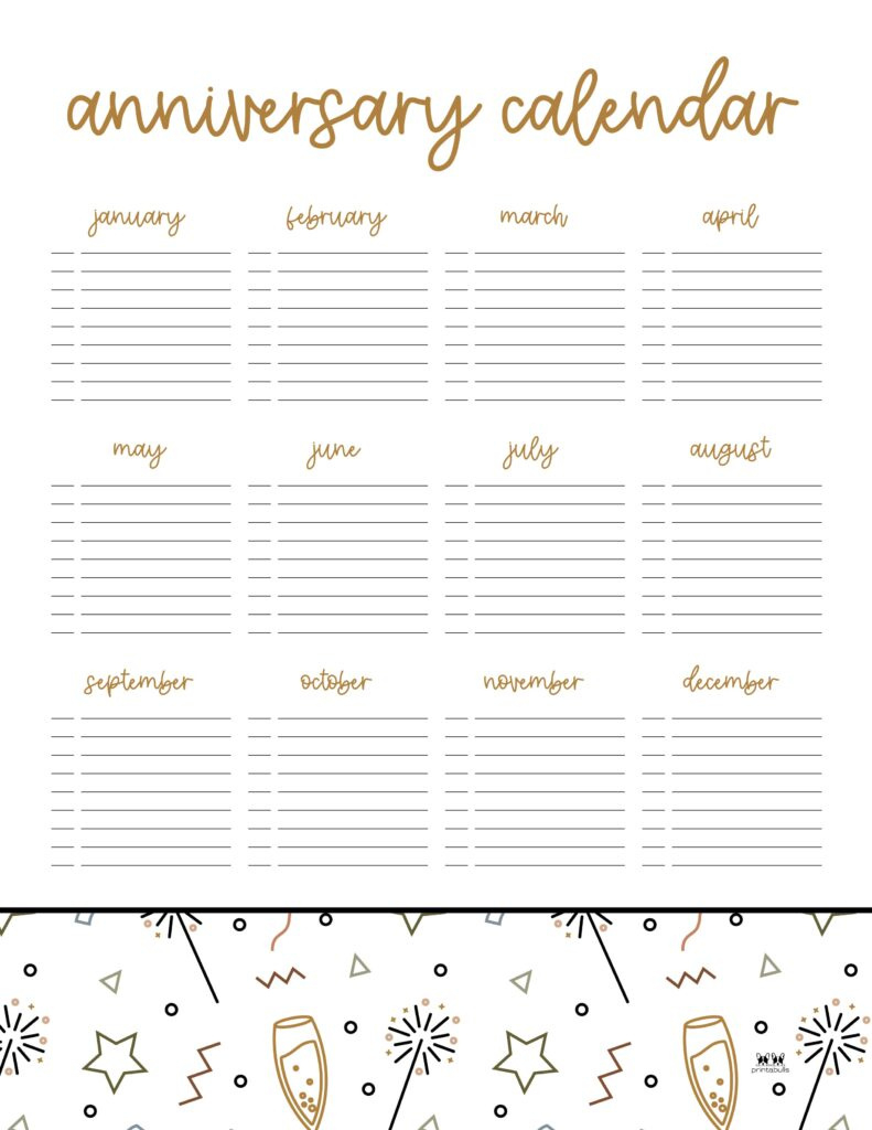 Anniversary Calendars - 8 Free Printables | Printabulls with regard to Free Anniversary Printables