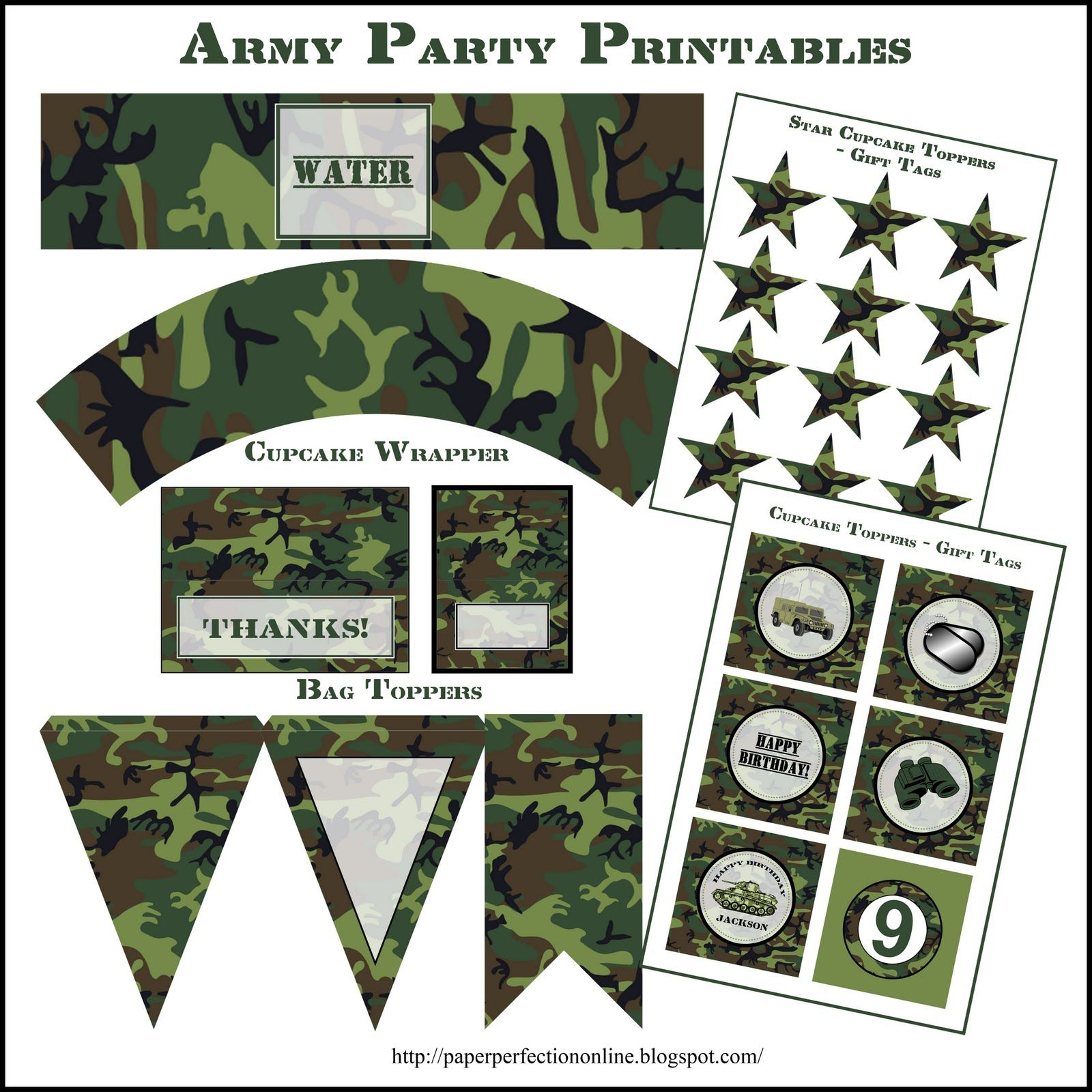 Army Party Printables for Free Camouflage Party Printables