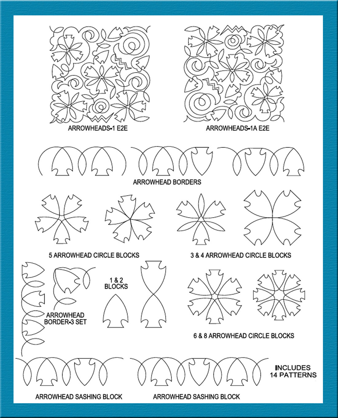 Arrowhead Package Set - Digital Longarm Quilting Pantograph Design in Free Printable Quilting Pantographs To Download