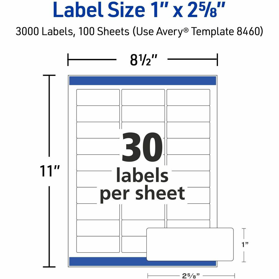 Avery® Address Labels, 1&amp;quot; X 2-5/8&amp;quot; , White, 3,000 Labels (8460 in Free Avery 8460 Label Template