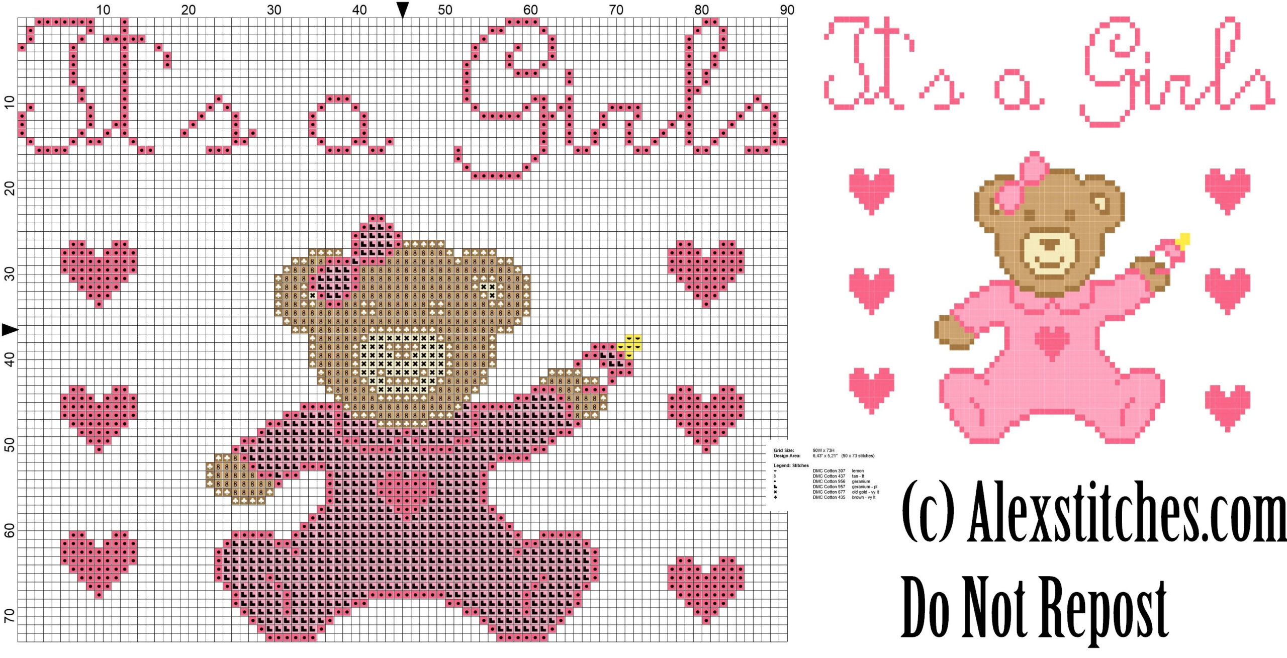 Baby Bear Onesie It&amp;#039; S A Girls Birth Record Free Cross Stitch regarding Free Printable Cross Stitch Baby Patterns