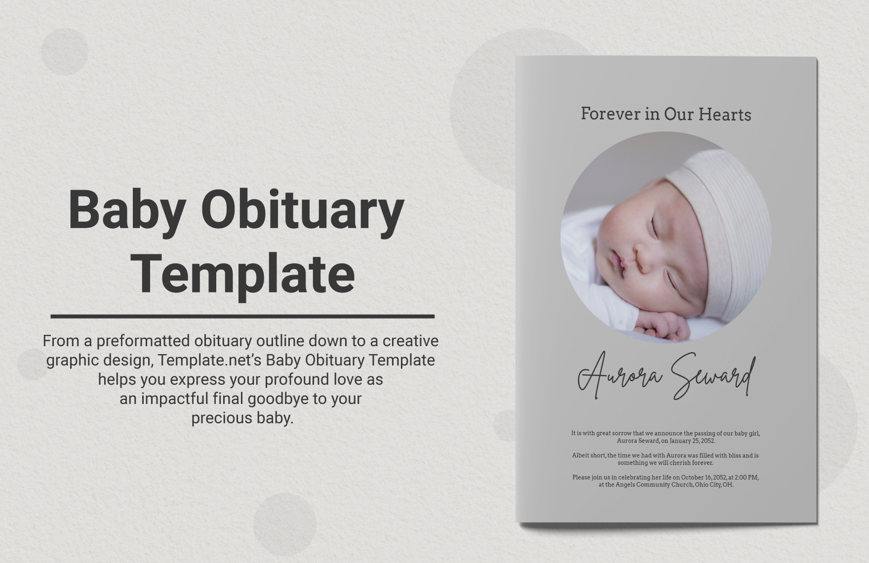 Baby Obituary Template In Word, Illustrator, Psd - Download within Free Baby Obituary Template