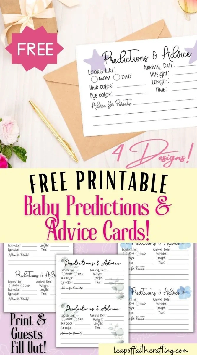 Baby Predictions And Advice Free Printable (4 Designs!) - Leap Of intended for Free Mommy Advice Cards Printable