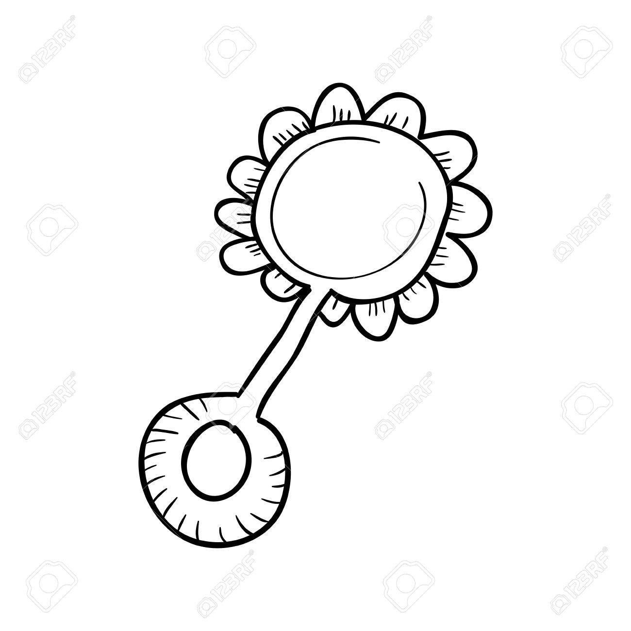 Baby Rattle Toy Flower Shape. Draw Design. Vector Illustration with regard to Free Baby Rattle Template