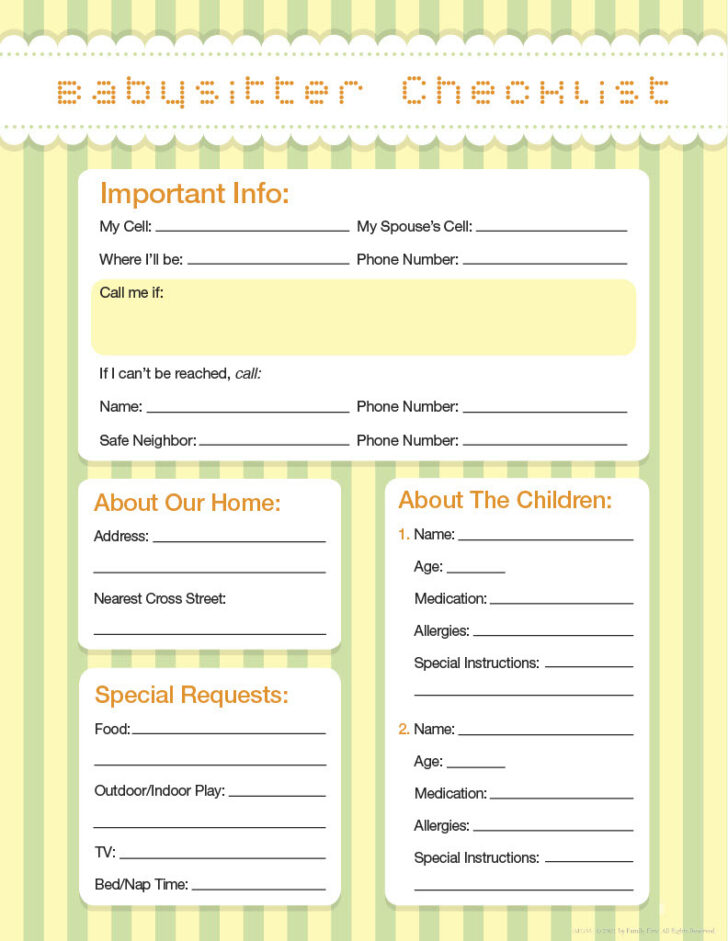 Free Babysitting Printables