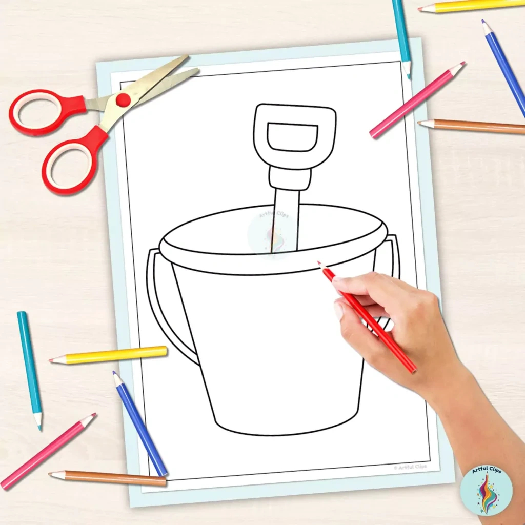 Beach Bucket Template Set: Printable Black And White Images within Free Printable Bucket Template