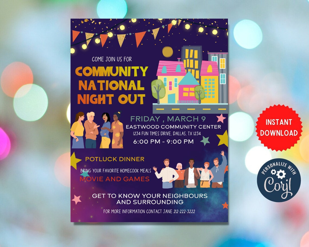 Bearbeitbare National Community Night Out, Nachbarschaft Block for Free Templates For National Night Out Flyers and Images