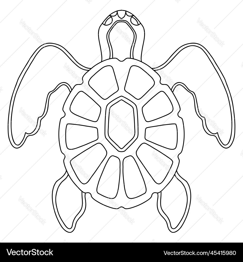 Beautiful Sea Turtle Coloring Template Royalty Free Vector regarding Free Printable Sea Turtle Template