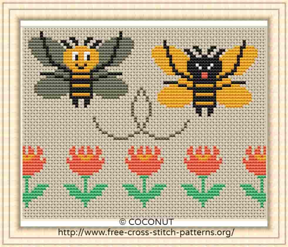 Bee, Free And Easy Printable Cross Stitch Pattern inside Free Printable Cross Stitch Patterns