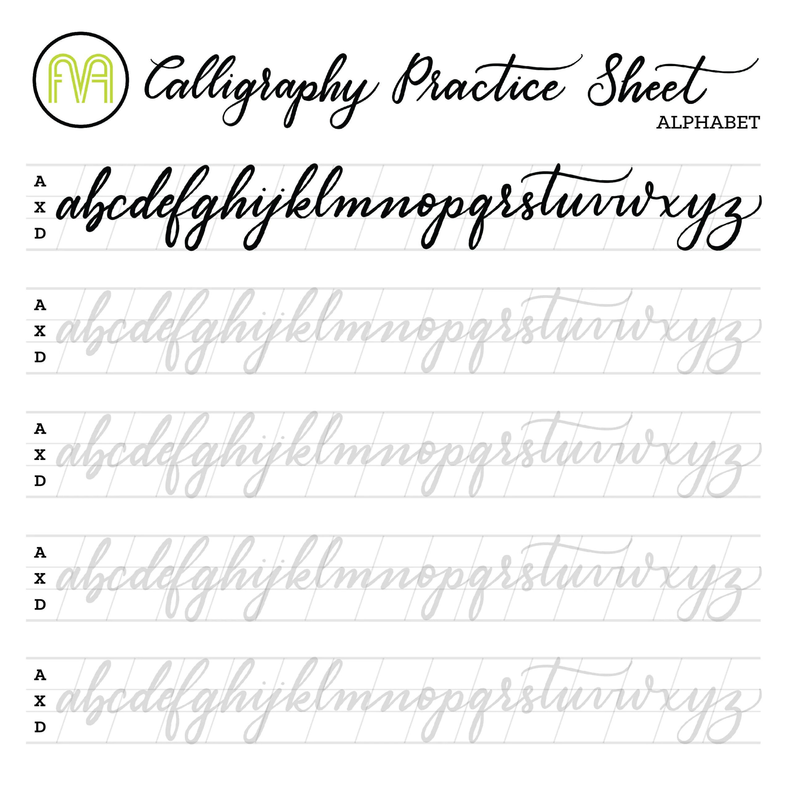 Beginner Printable Calligraphy Practice Sheets - Printable Party regarding Calligraphy Practice Sheets Printable Free