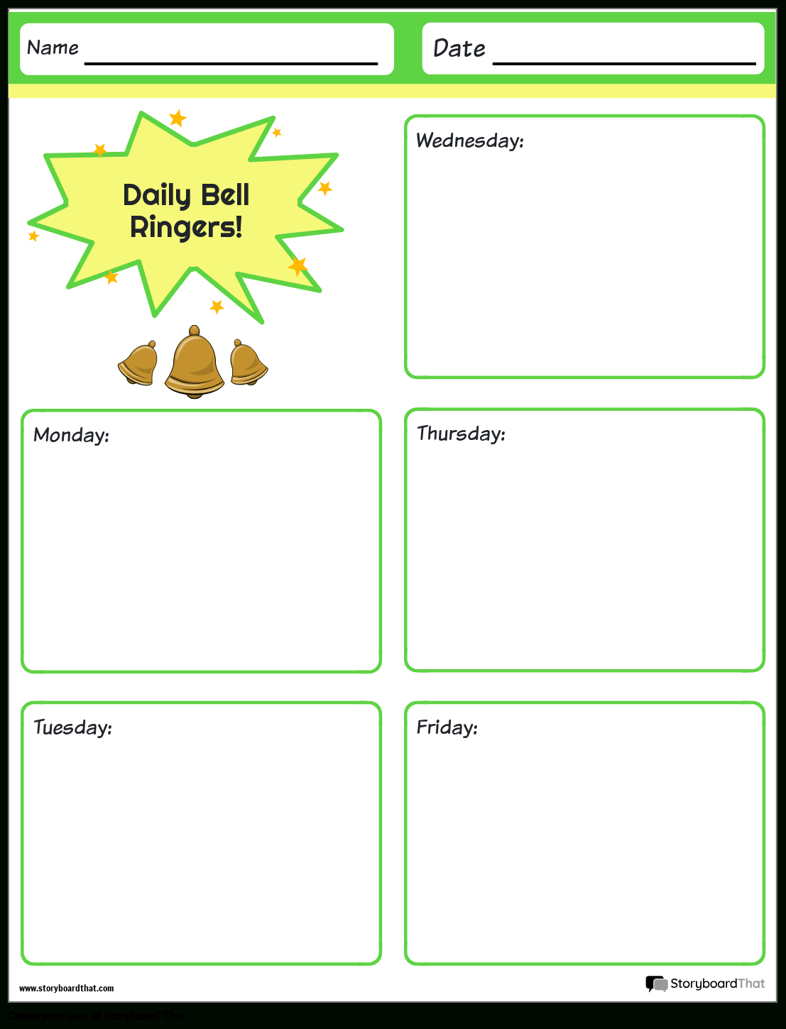 Bell Ringer Worksheets: Free Templates From Storyboard That inside Free Printable Bell Ringer Worksheets