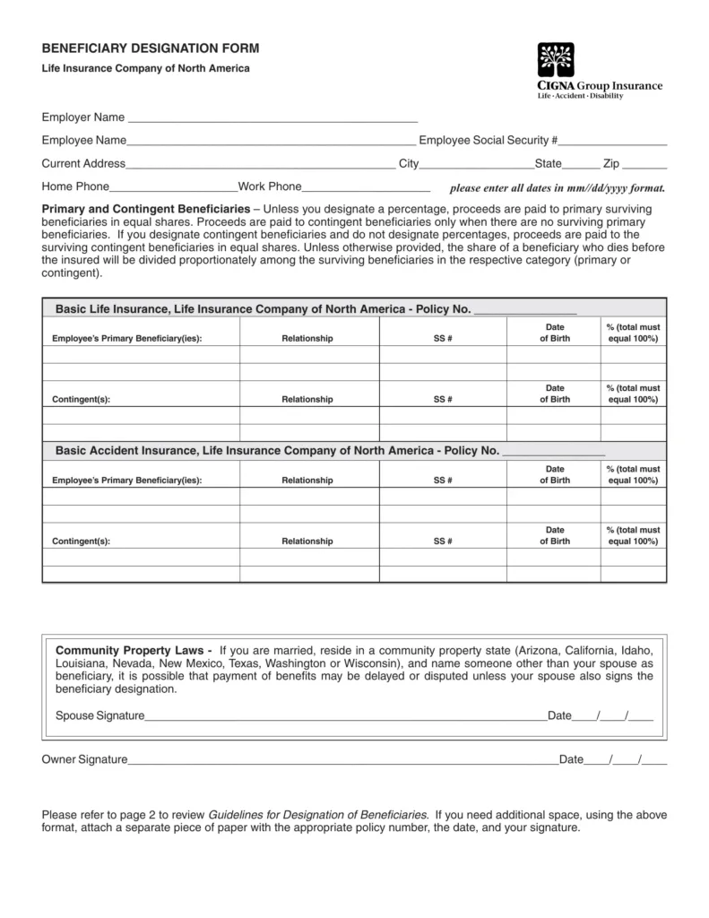 Beneficiary Form Template ≡ Fill Out Printable Pdf Forms Online Inside ...