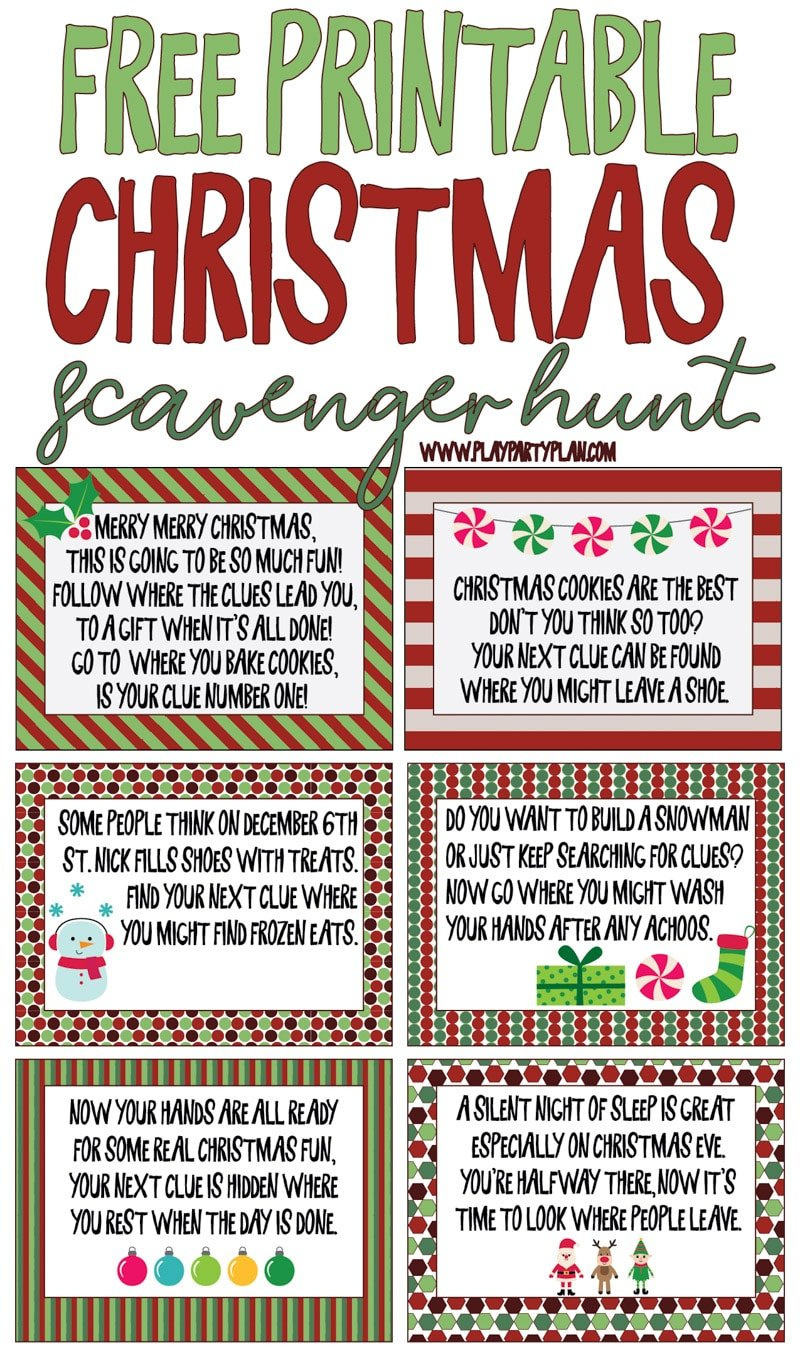 Best Ever Christmas Scavenger Hunt - Play Party Plan throughout Free Printable Christmas Skits For Teens