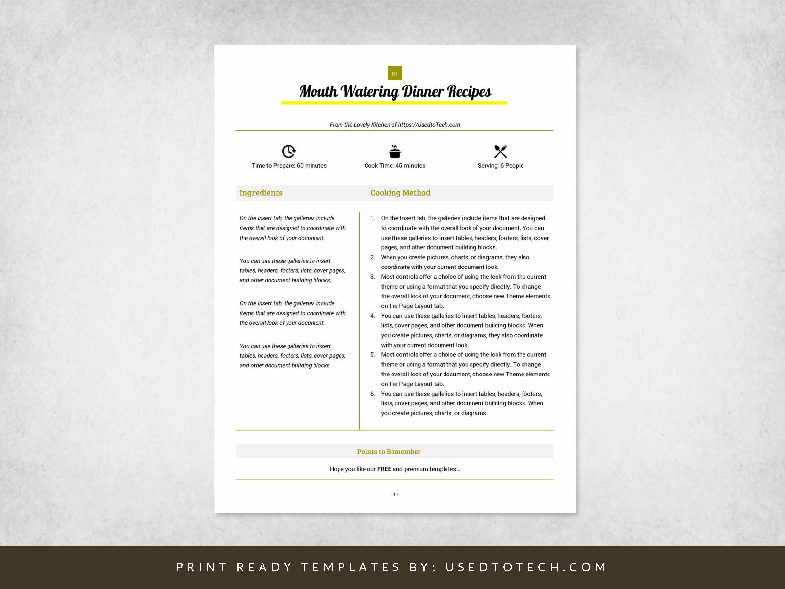 Best Looking Full Page Recipe Card In Microsoft Word throughout Free Editable Recipe Templates For Microsoft Word