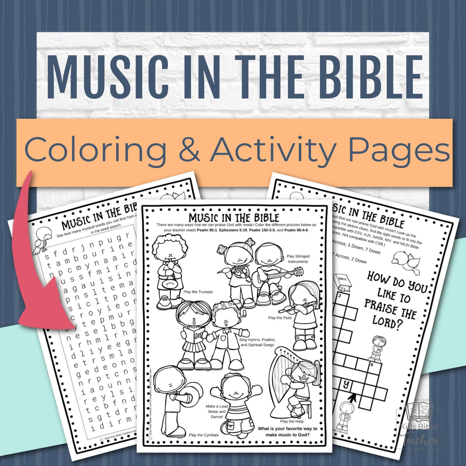 Bible Activity Pages About Music - Kids Bible Teacher pertaining to Free Printable Childrens Bible Songs