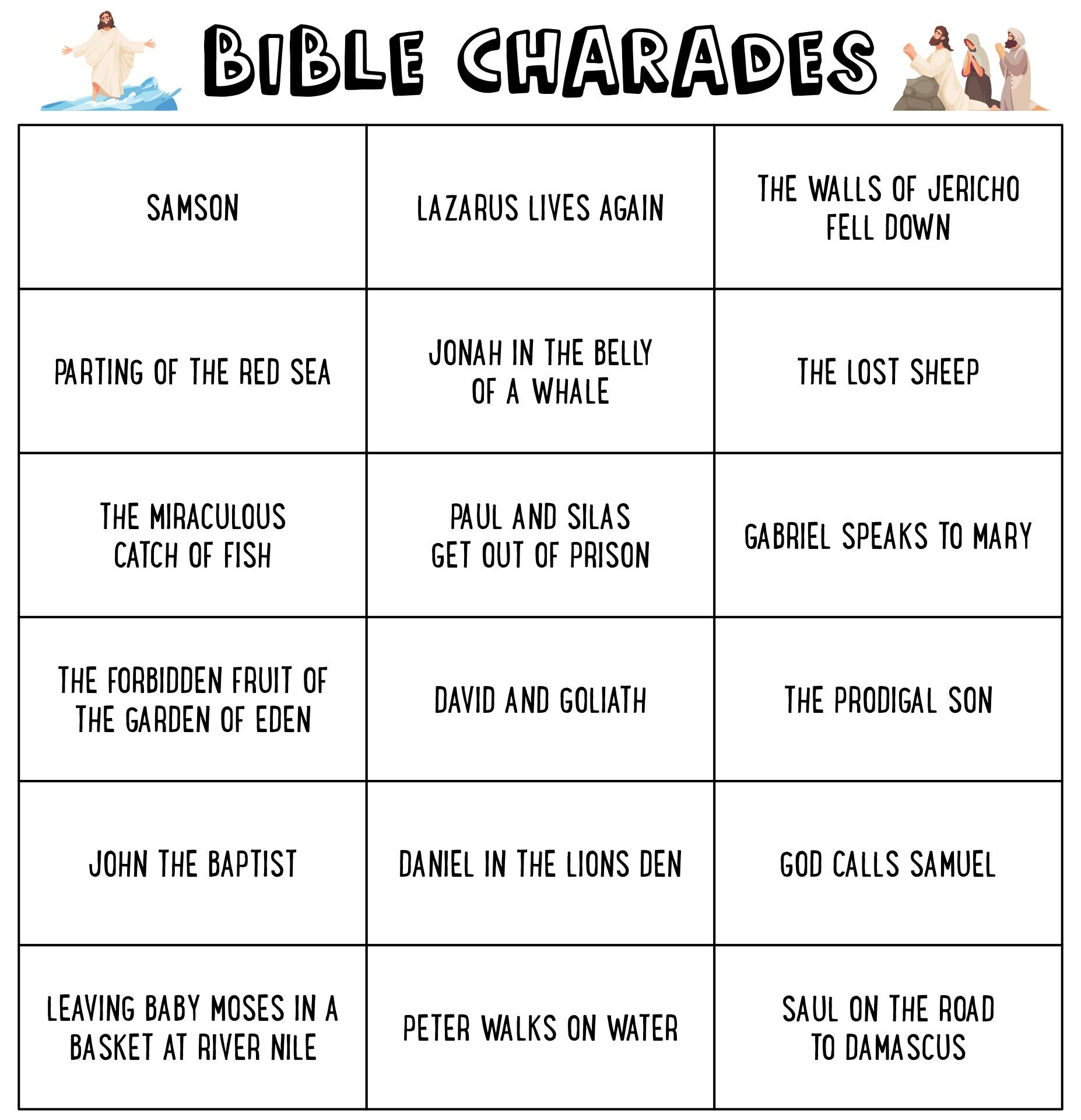 Bible Games Fun - 10 Free Pdf Printables | Printablee with Free Bible Charades Printable