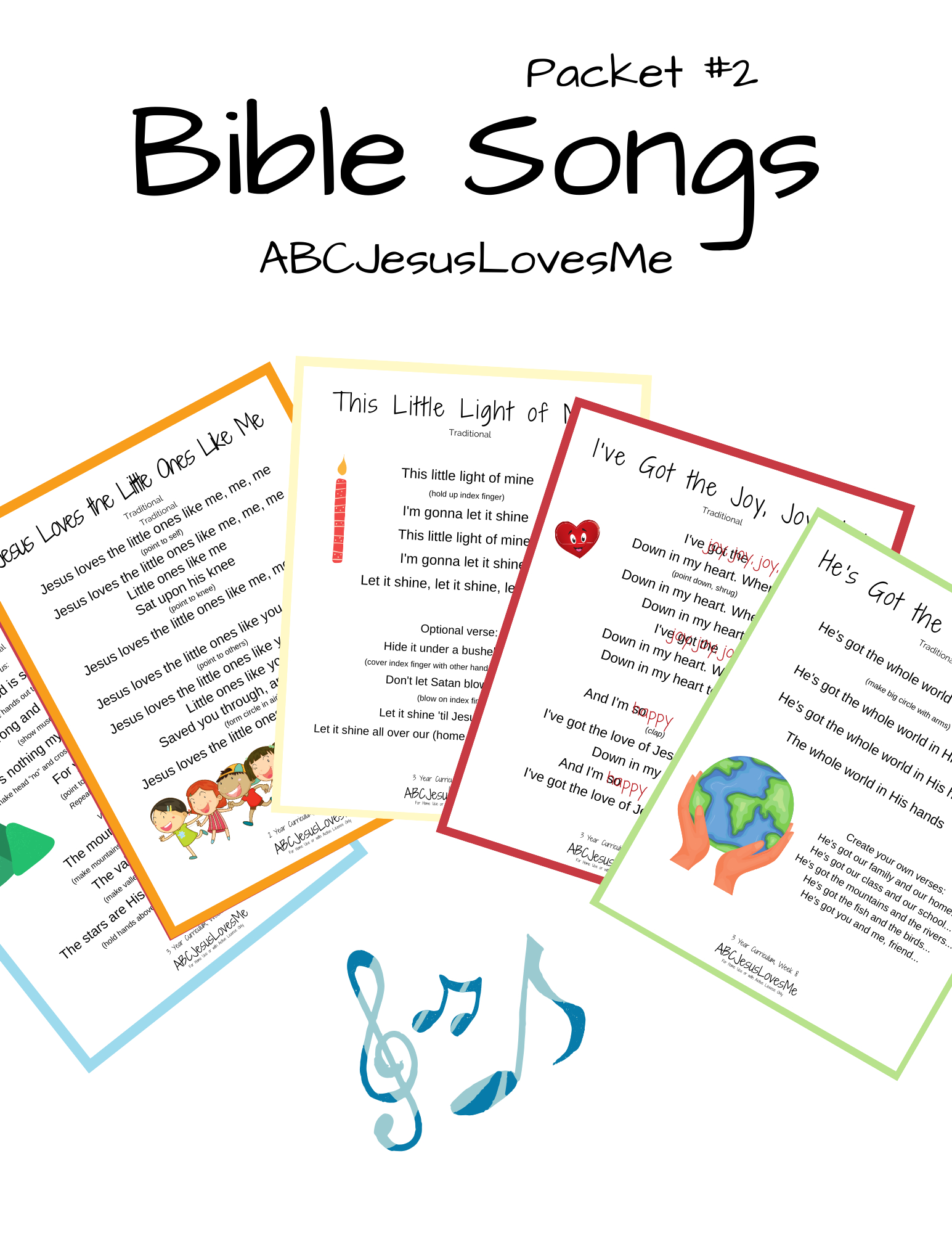 Bible Song Packet #2 | Abcjesuslovesme within Free Printable Childrens Bible Songs