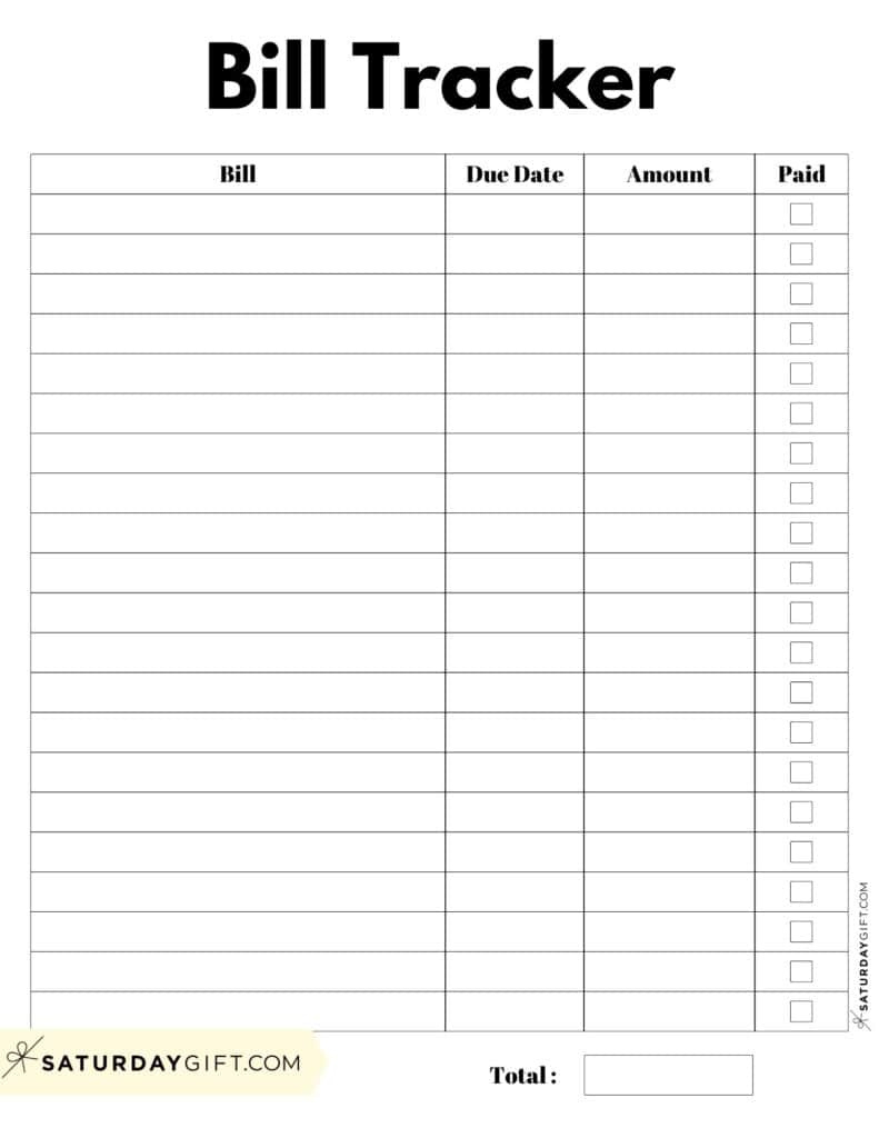 Bill Organizer Template - 39 Cute &amp;amp; Free Printable Bill Trackers for Free Bill Printables