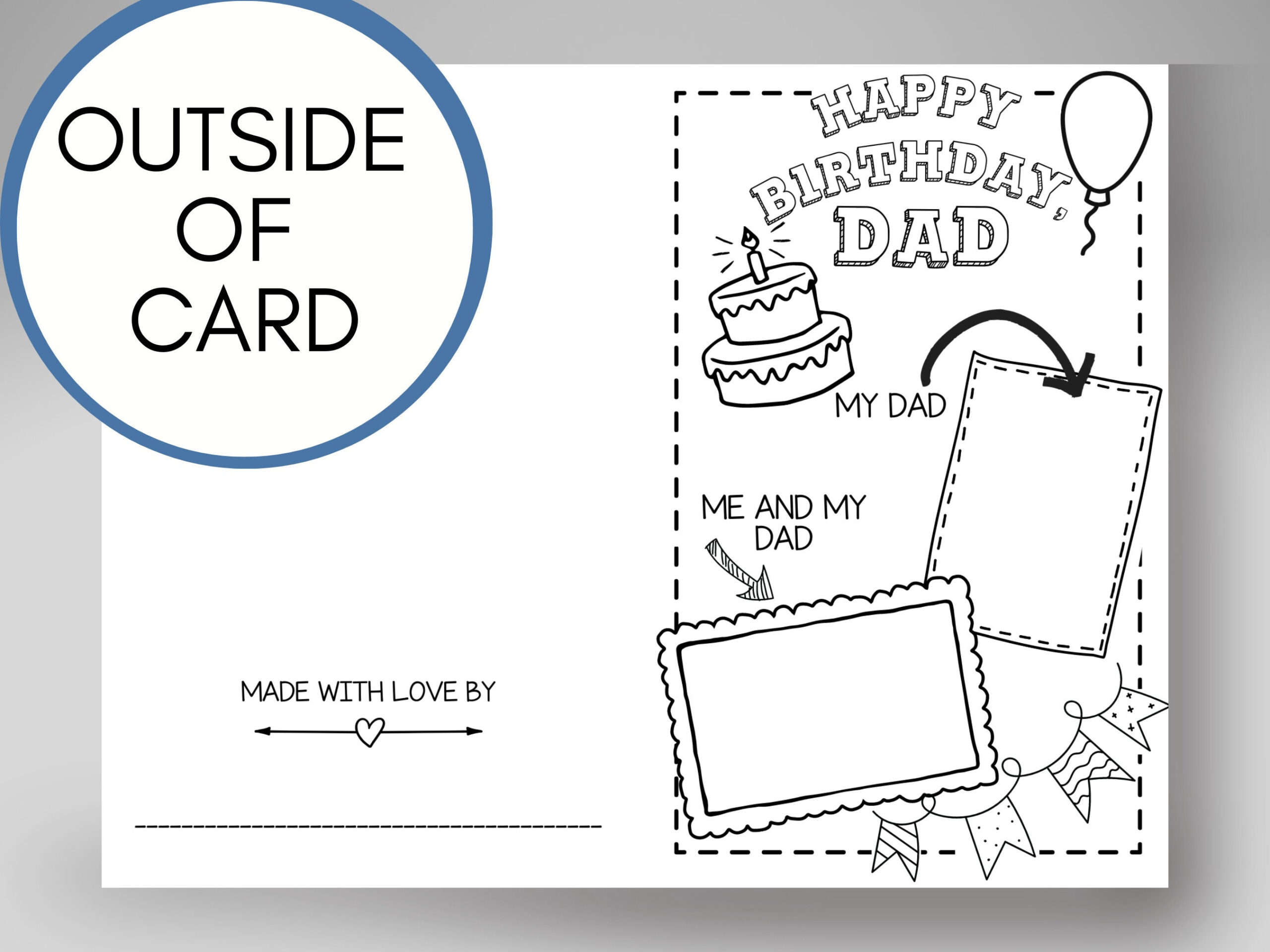 Birthday Card For Dad From Kids Printable Coloring Page, Father regarding Foldable Free Printable Birthday Cards For Dad