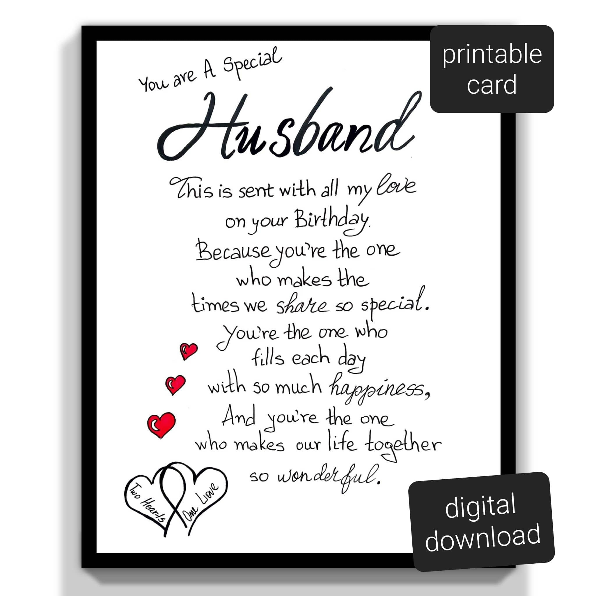 Birthday Husband Printable Card. To My Husband Birthday Card intended for Downloadable Free Printable Birthday Card For Husband