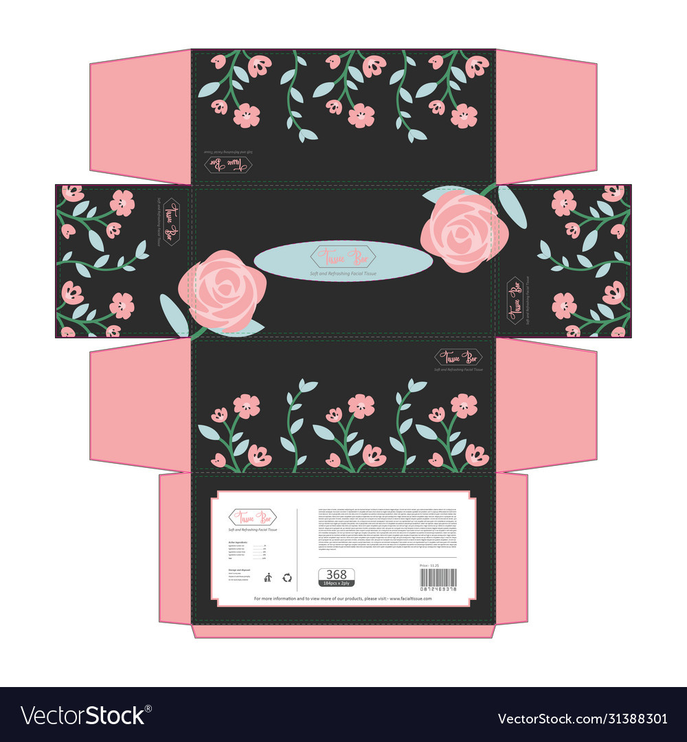 Black Tissue Box Cover Print Ready Royalty Free Vector Image inside Free Printable Tissue Box Patterns