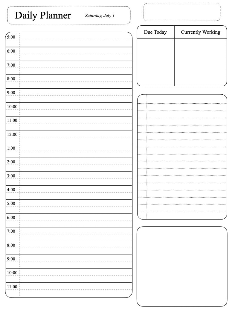 Blank Daily Planner Template - Notability Gallery intended for Notability Templates Free