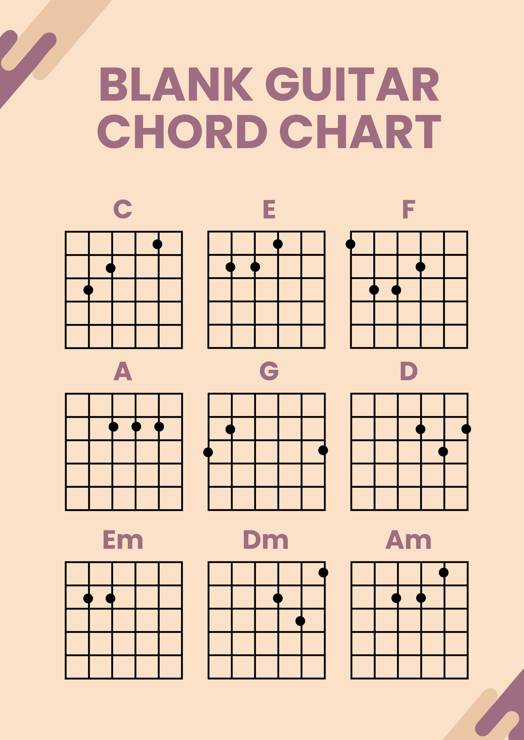 Blank Guitar Chord Chart In Illustrator, Pdf - Download | Template within Free Printable Guitar Chord Chart