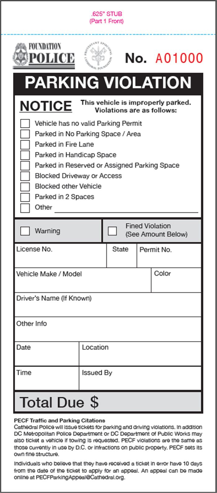 Fake Parking Ticket Printable Free