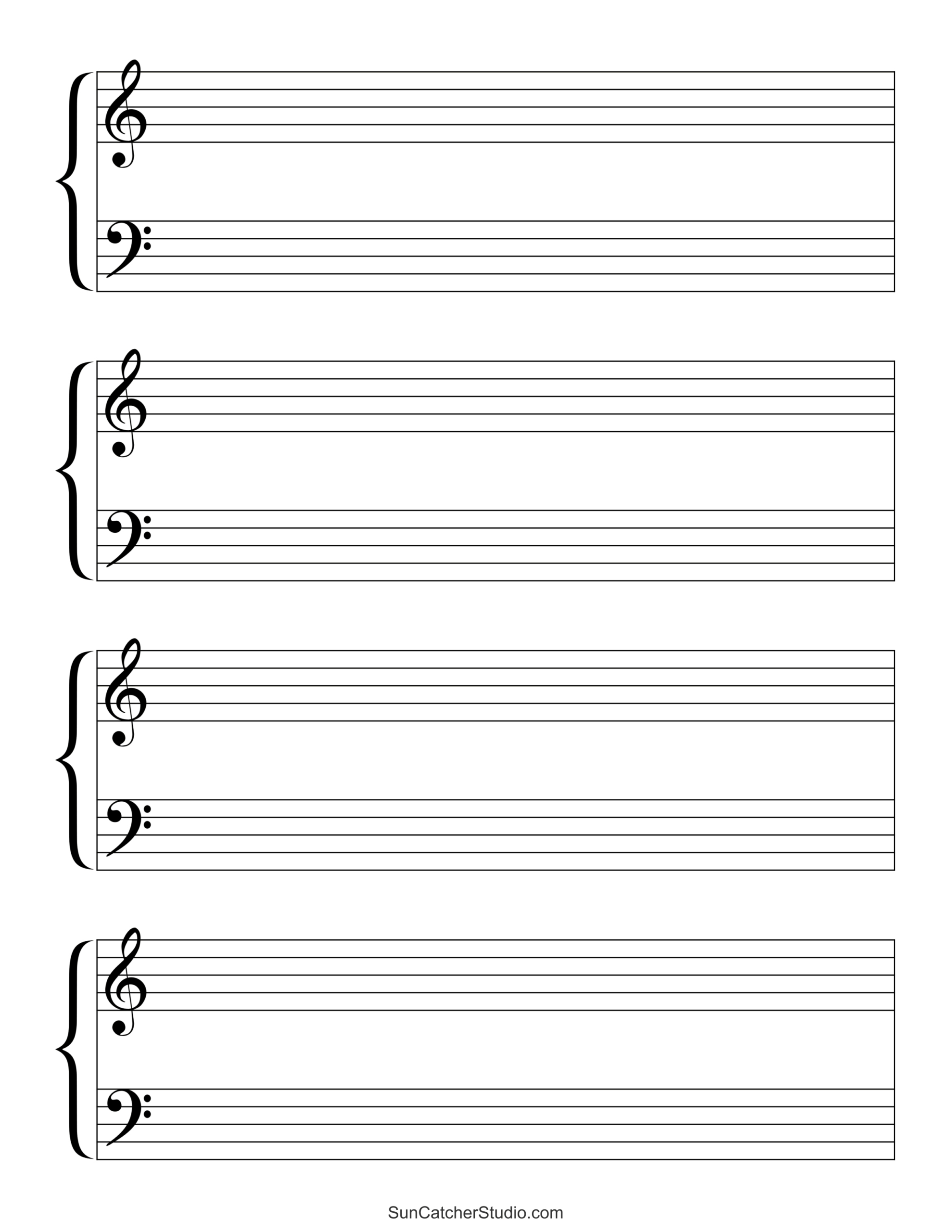 Blank Sheet Music (Free Printable Staff Paper) – Free Printables within Free Printable Staff