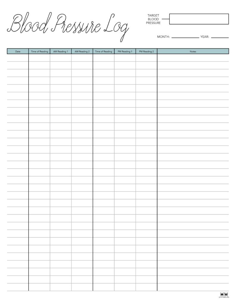blood pressure logs 25 free printables printabulls regarding daily free printable blood pressure log sheets Blood Pressure Logs - 25 Free Printables | Printabulls regarding Daily Free Printable Blood Pressure Log Sheets