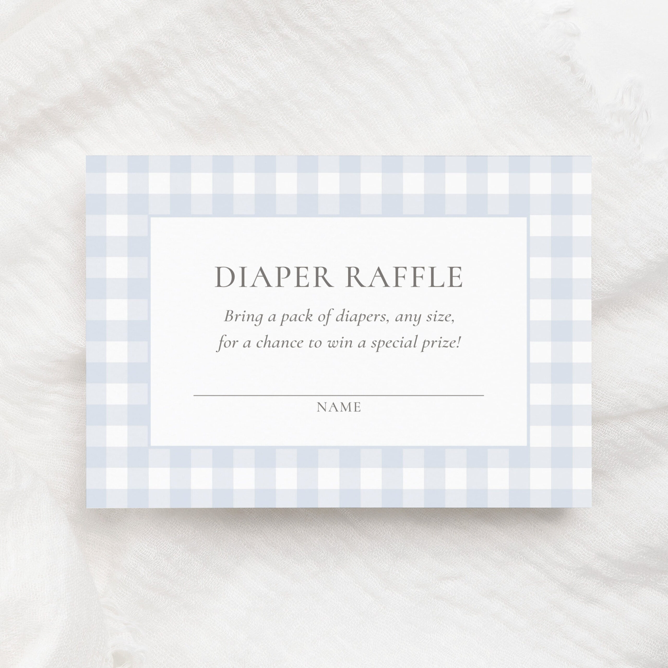Blue Gingham Diaper Raffle Ticket Template, Vintage Gingham Boy with regard to Free Editable Diaper Raffle Ticket Template