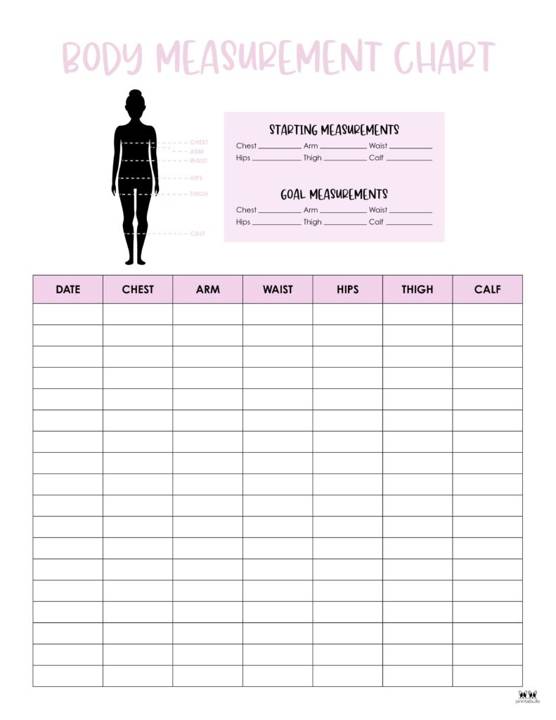 Body Measurement Charts - Free Printables | Printabulls throughout Body Measurement Chart Printable Free