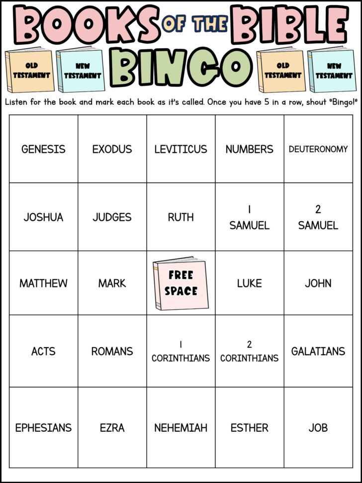 Free Printable Books of the Bible Bingo Cards