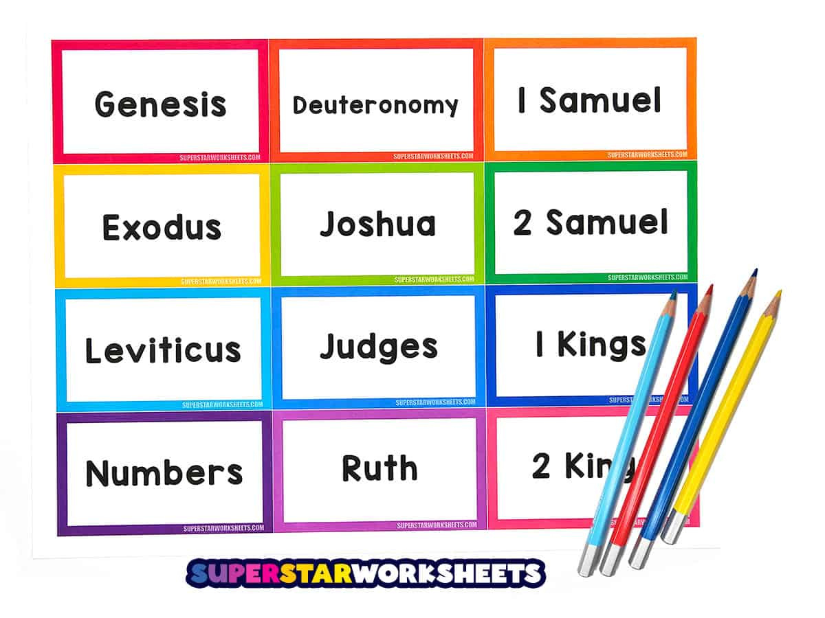 Books Of The Bible Flashcards - Superstar Worksheets for Books of the Bible Cards Free Printable