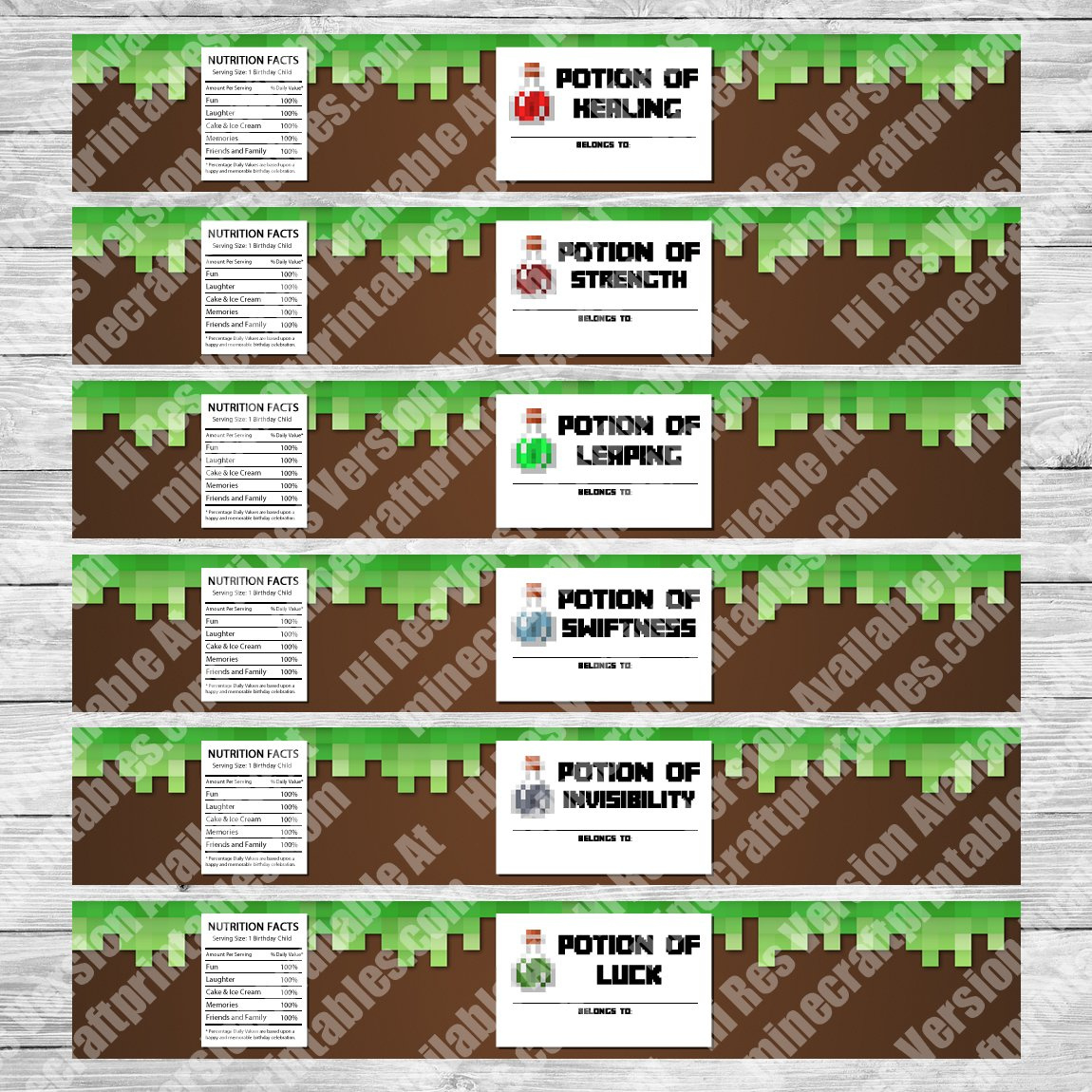 Bottle Labels - Printable Minecraft Birthday Party Bottle Labels throughout Minecraft Water Bottle Label Free Printable