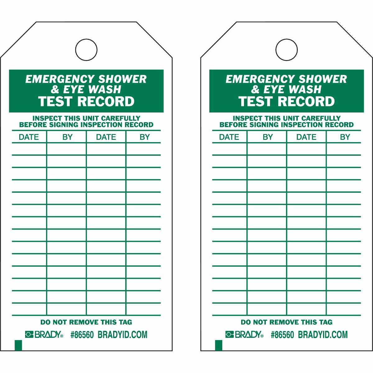 Brady Part: 86560 | Emergency Shower And Eye Wash Inspection Tags for Free Printable Eye Wash Station Inspection Tags