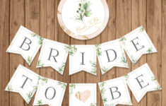 Bridal Shower Banner, Printable, Greenery Bride To Be Banner intended for Free Printable Bride To Be Banner