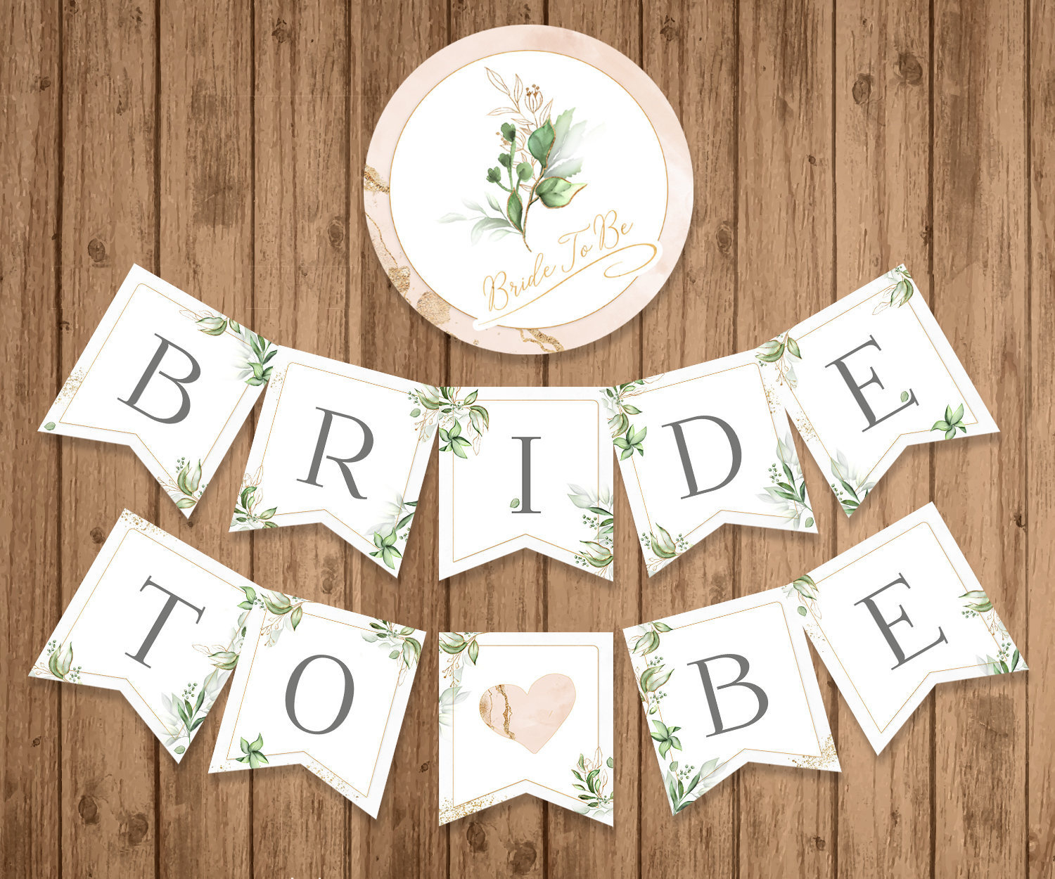 Bridal Shower Banner, Printable, Greenery Bride To Be Banner intended for Free Printable Bride To Be Banner