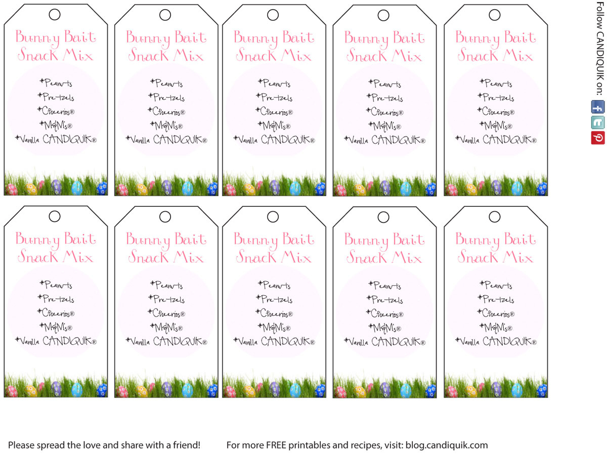 Bunny Bait Snack Mix for Free Printable Easter Bunny Trail Mix Labels