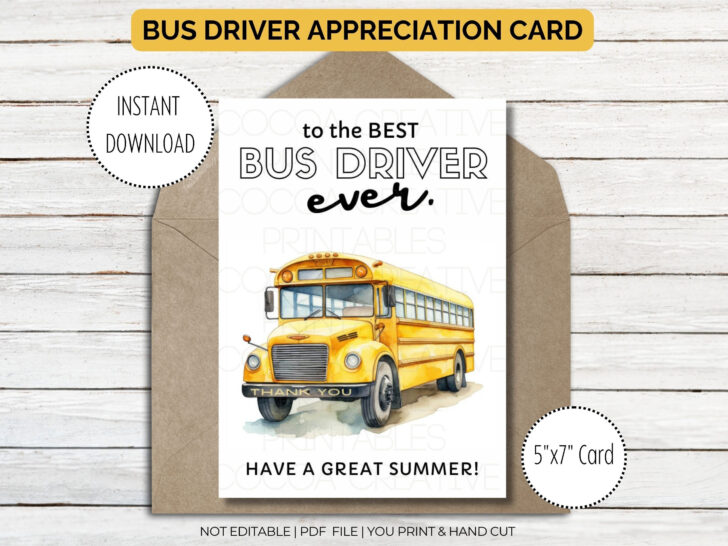 Free Printable Thank You Bus Driver Cards