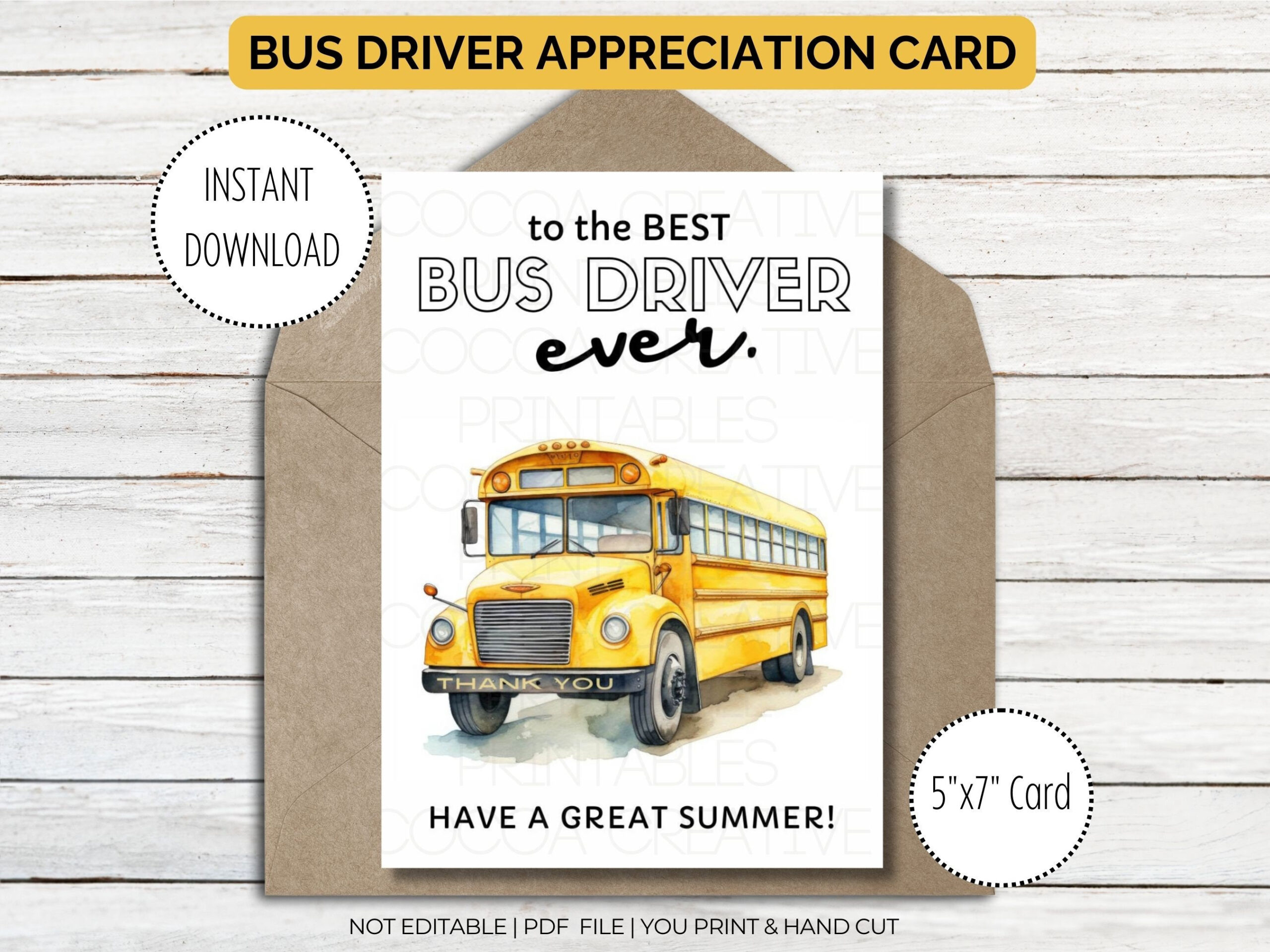 Bus Driver Thank You Card Printable | Bus Driver Appreciation Card within Free Printable Thank You Bus Driver Cards