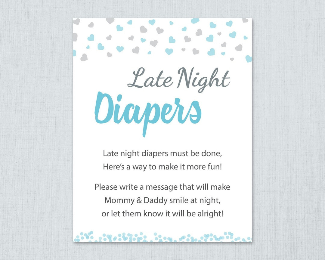 Buy Late Night Diapers Game Sign Printable, Boy Baby Shower throughout Free Printable Late Night Diaper Sign