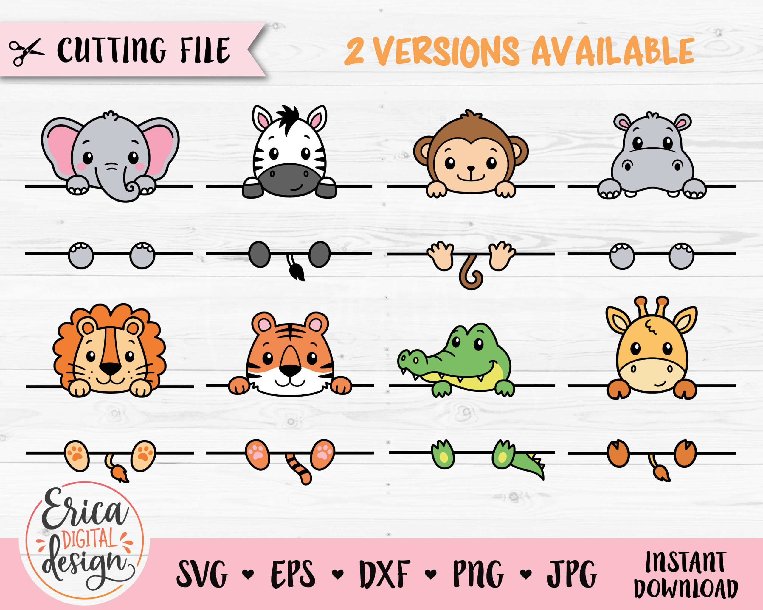 Buy Safari Animal Name Frame Svg Cut File Cricut Silhouette Split inside Free Printable Zoo Animal Name Tags